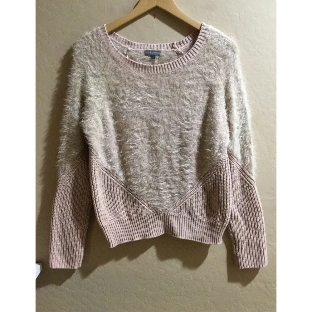 Vince Camuto Pink Knit Shaggy Pullover Sweater